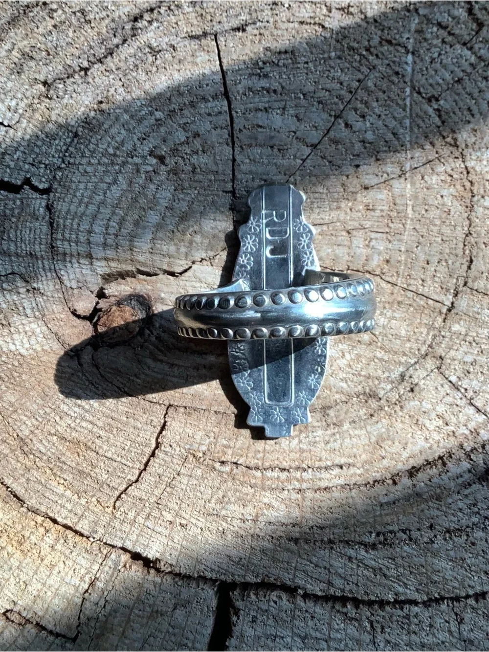Vintage Viking Ship Enamel ring, size 9.5